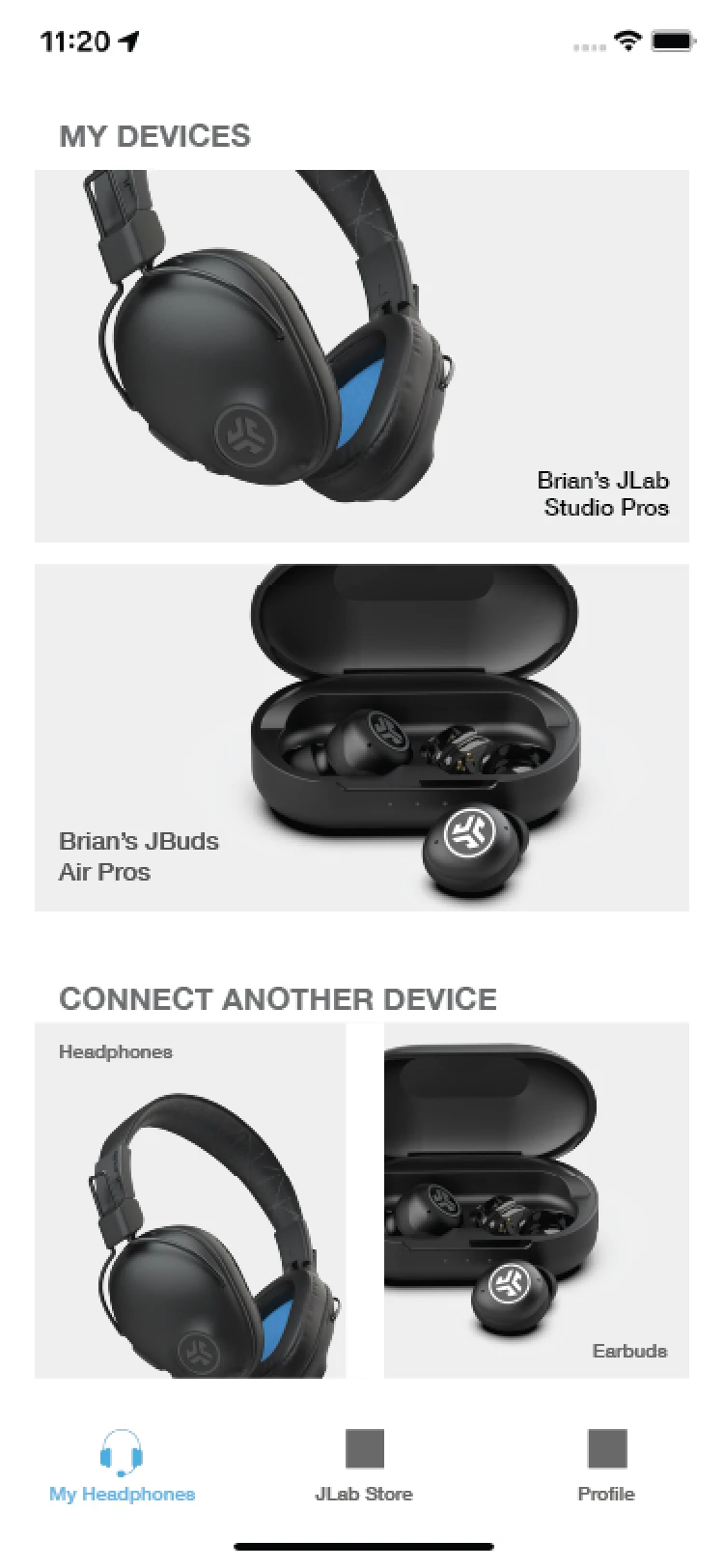 First-pass My Devices screen, drawn in Illustrator